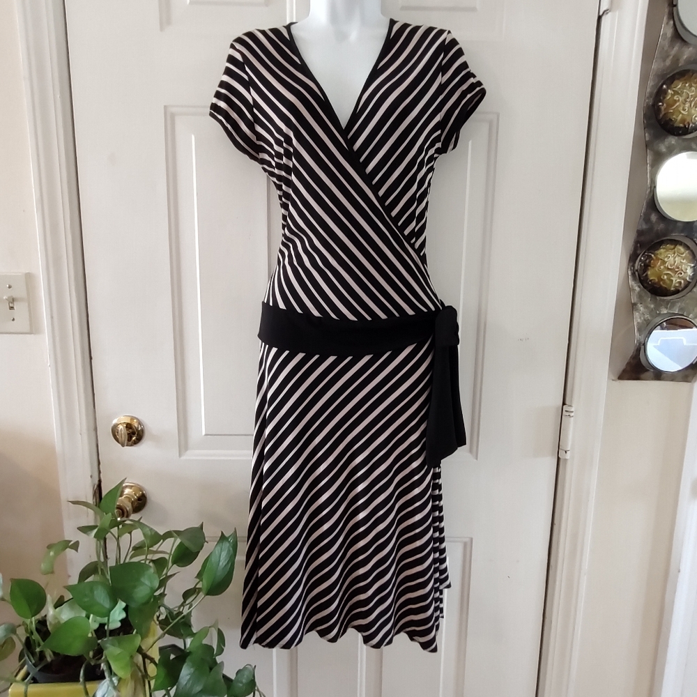 Max Studio Stripe Asymmetrical Dress
